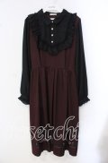 axes femme / キャット刺繍ドッキングワンピース F ワイン×クロ O-25-09-16-050-AX-OP-OW-OS
