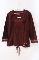 PINK HOUSE / ロゴ刺繍入りローンブラウス  ガーネット O-25-09-16-051-LO-BL-IG-ZT388