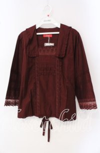 PINK HOUSE / ロゴ刺繍入りローンブラウス  ガーネット O-25-09-16-051-LO-BL-IG-ZT388