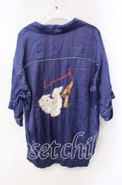 画像3: Karl Helmut / マテリアルキャット刺繍サテンブルゾン 4（L） ブルー O-25-09-16-053-EL-JA-IG-OS