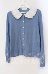 Jane Marple / スカラップカラーカットカーディガン M サックス O-25-09-16-054-JM-TO-IG-OS