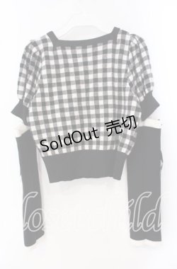 画像4: Princess Melody / アームウォーマー付きギンガムチェックニットトップス  クロ×シロ O-25-09-16-059-EL-TO-IG-OS