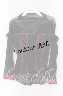 画像1: Ozz On / ベロア切り替えネットトップス  ブラック×レッド O-25-09-16-061-OO-TO-IG-ZS