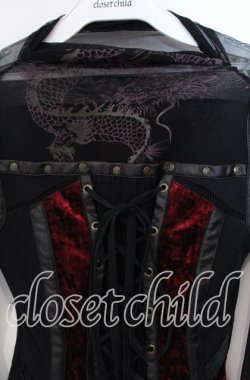 画像2: Ozz On / ベロア切り替えネットトップス  ブラック×レッド O-25-09-16-061-OO-TO-IG-OS