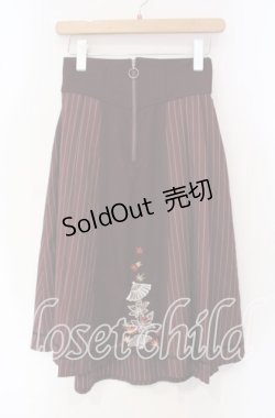 画像1: axes femme / 扇子×紅葉刺繍ジップスカート F ワイン O-25-09-16-068-AX-SK-OW-OS