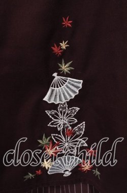 画像2: axes femme / 扇子×紅葉刺繍ジップスカート F ワイン O-25-09-16-068-AX-SK-OW-OS