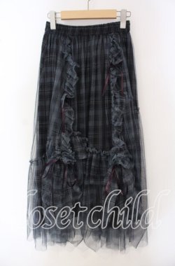 画像1: axes femme / ドロストチェックチュールスカート F クロ O-25-09-16-069-AX-SK-OW-OS
