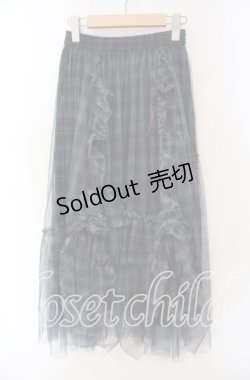 画像1: axes femme / ドロストチェックチュールスカート F クロ O-25-09-16-069-AX-SK-OW-OS