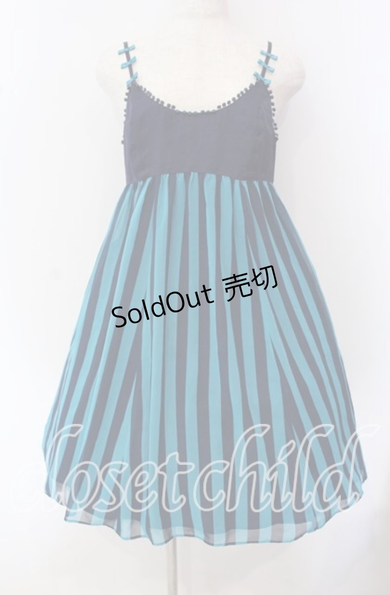 画像1: 【SALE】Emily Temple cute / ストライプジョーゼットノースリーブワンピース  ブルー系 O-25-09-16-006-ET-OP-IG-ZT276 (1)