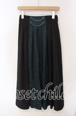 画像1: axes femme / ジャカード×プリーツスカート F クロ×グリーン O-25-09-16-075-AX-SK-OW-OS