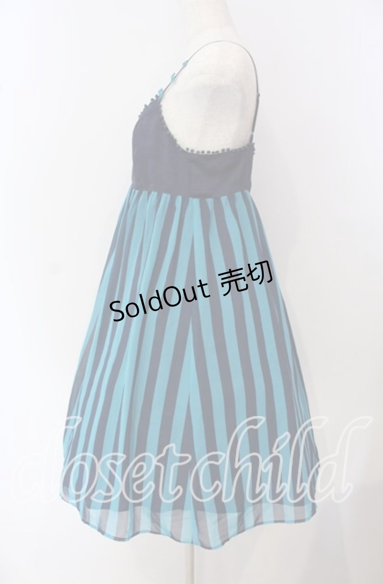 画像3: 【SALE】Emily Temple cute / ストライプジョーゼットノースリーブワンピース  ブルー系 O-25-09-16-006-ET-OP-IG-ZT276 (3)