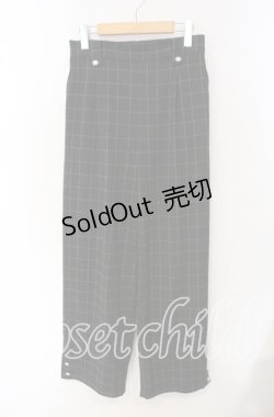 画像1: axes femme / 裾釦起毛チェックワイドパンツ L グレー O-25-09-16-082-AX-PA-OW-OS