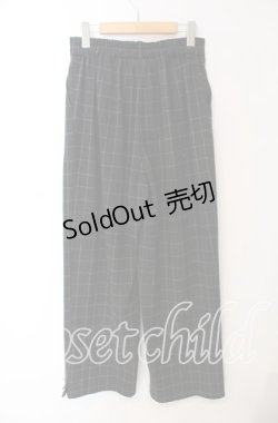 画像2: axes femme / 裾釦起毛チェックワイドパンツ L グレー O-25-09-16-082-AX-PA-OW-OS