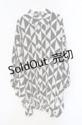 Deorart / 着物袖 ハトメ衿モンスターシャツ L ブラック×ホワイト O-25-09-16-010-PU-BL-IG-OS
