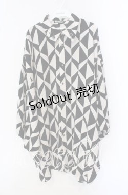 画像1: Deorart / 着物袖 ハトメ衿モンスターシャツ L ブラック×ホワイト O-25-09-16-010-PU-BL-IG-OS