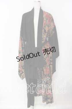 画像1: Deorart / 和柄切替着流しガウン M ブラック×オレンジ O-25-09-16-012-PU-JA-IG-OS
