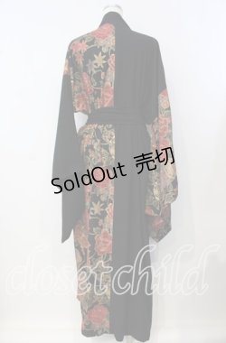 画像3: Deorart / 和柄切替着流しガウン M ブラック×オレンジ O-25-09-16-012-PU-JA-IG-OS