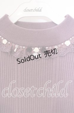 画像2: axes femme / バラボトルネックリブプルオーバー F パープル O-25-09-16-018-AX-TO-OW-OS
