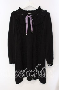 画像1: axes femme / ヨーク切替ニットワンピ F クロ×ラベンダー O-25-09-16-019-AX-OP-OW-OS