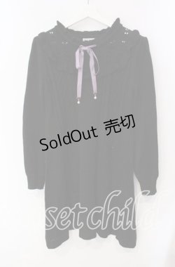 画像1: axes femme / ヨーク切替ニットワンピ F クロ×ラベンダー O-25-09-16-019-AX-OP-OW-OS