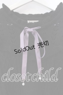 画像2: axes femme / ヨーク切替ニットワンピ F クロ×ラベンダー O-25-09-16-019-AX-OP-OW-OS