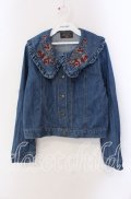 axes femme NOSTALGIE / 花刺繍デニムジャケット F ブルー O-25-09-16-023-AX-JA-OW-OS