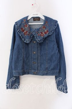 画像1: axes femme NOSTALGIE / 花刺繍デニムジャケット F ブルー O-25-09-16-023-AX-JA-OW-OS