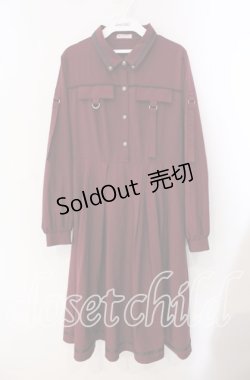 画像1: axes femme / ミリタリー風シャツワンピース F ワイン O-25-09-16-027-AX-OP-OW-OS