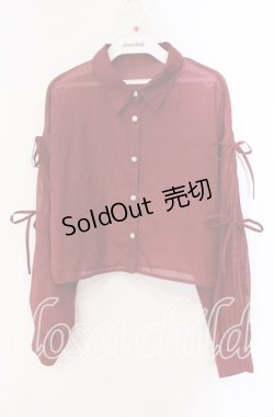 画像1: axes femme / リボン付ラメシアーシャツ F ワイン O-25-09-16-028-AX-TO-OW-ZT081