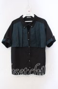 axes femme / ジャカード×プリーツブラウス F クロ×グリーン O-25-09-16-029-AX-BL-OW-OS