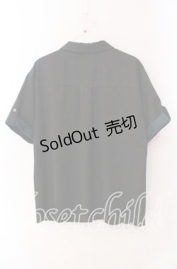 画像3: axes femme / ジャカード×プリーツブラウス F クロ×グリーン O-25-09-16-029-AX-BL-OW-OS