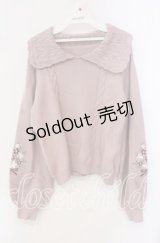 axes femme POETIQUE / フラワー刺繍ニットプルオーバー M ピンク O-25-09-18-011-AX-TO-OW-OS