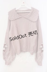 axes femme POETIQUE / フラワー刺繍ニットプルオーバー M ピンク O-25-09-18-011-AX-TO-OW-OS