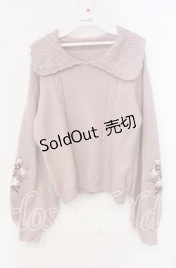 画像1: axes femme POETIQUE / フラワー刺繍ニットプルオーバー M ピンク O-25-09-18-011-AX-TO-OW-OS