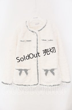 画像1: axes femme POETIQUE / リボンデザインファージャケット M シロ O-25-09-18-013-AX-JA-OW-OS