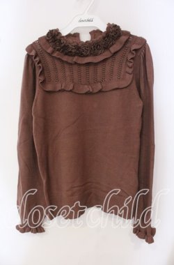 画像1: axes femme / 薔薇装飾プチフリルニット F モカ O-25-09-18-014-AX-TO-OW-OS