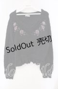 axes femme / ローズ刺繍フェザーニット F クロ O-25-09-18-015-AX-TO-OW-OS