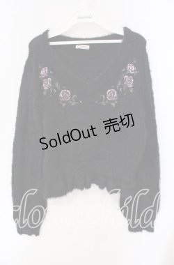 画像1: axes femme / ローズ刺繍フェザーニット F クロ O-25-09-18-015-AX-TO-OW-OS