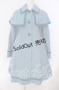 画像1: Jane Marple / ベルベットトリミングのケープコート  公式色展開：ブルーグレー O-25-09-18-002-JM-CO-IG-OS