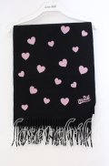 MILK / ハートフロッキーマフラー  クロ×ピンク O-25-09-18-023-ML-ZA-IG-OS