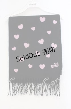 画像1: MILK / ハートフロッキーマフラー  クロ×ピンク O-25-09-18-023-ML-ZA-IG-OS