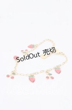 画像1: Q-pot. / ストロベリー＆チェリー チェーンブレスレット  ゴールド×アカ O-25-09-19-056-QP-AC-OW-ZT0927M