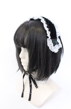 画像1: Eri Aino's Collection / ベロアリボンヘッドドレス  グリーン O-25-09-19-027-LO-AC-OW-OS