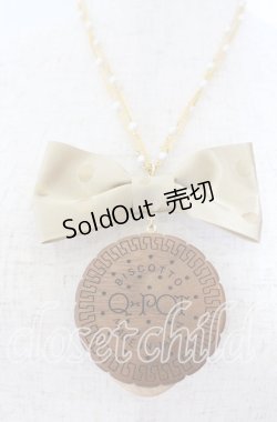 画像1: Q-pot. / ビスケットリボンネックレス  ブラウン×ゴールド O-25-09-19-005-QP-AC-OW-ZT445-F002