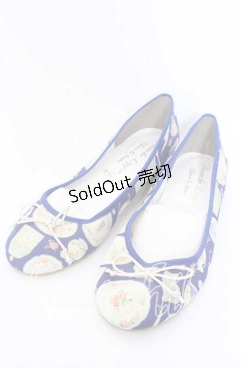 画像1: 【SALE】Franche Lippee / オリプリフラットパンプス 23.5cm ネイビー O-25-09-19-036-LO-SH-IG-ZT346 (1)