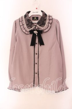 画像1: Rojita / リボンタイ配色ブラウス  ピンク×クロ O-25-09-20-028-LO-BL-IG-OS
