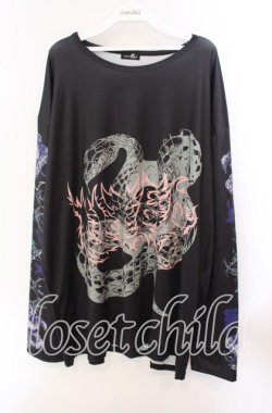 画像1: NieR Clothing / LONG SLEEVE UNISEX CUTSEW【SERPENT】 カットソー  ブラック系 O-25-09-20-039-PU-TO-IG-OS