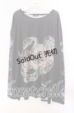 画像1: NieR Clothing / LONG SLEEVE UNISEX CUTSEW【SERPENT】 カットソー  ブラック系 O-25-09-20-039-PU-TO-IG-OS