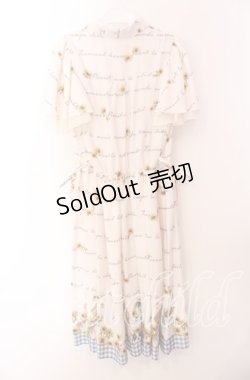 画像4: axes femme POETIQUE / ヒマワリと仔犬柄ワンピース M キナリ O-25-09-20-051-AX-OP-OW-ZT259