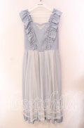 axes femme POETIQUE / トランプ刺繍エプロン風ワンピース M サックス O-25-09-20-053-AX-OP-OW-OS